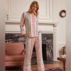 Summersalt The Cloud 9 Silky Pajama Set in Rainbow Stripe XS
